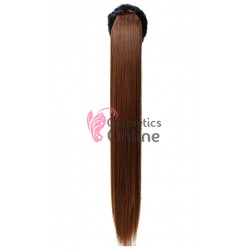Extensie de par coada dreapta cu snur si pini 80 cm Cod 137F-230 Saten Inchis Mixt